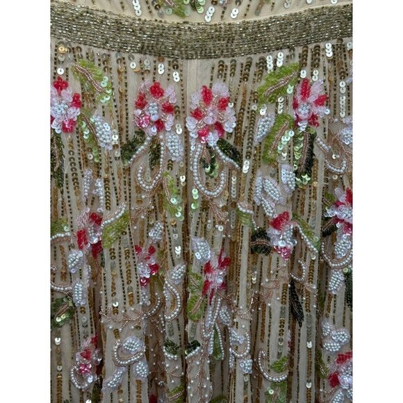 Mac Duggal 5415 Floral Tea Length Dress Sequin Beadwork Long Sleeve Size 8 NWT - Picture 10 of 13